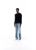 CASHMERE KNIT POLO SWEATER BLACK - Image 4