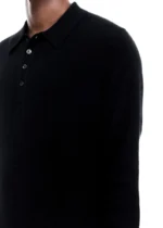 CASHMERE KNIT POLO SWEATER BLACK - Image 3