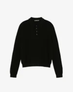 CASHMERE KNIT POLO SWEATER BLACK