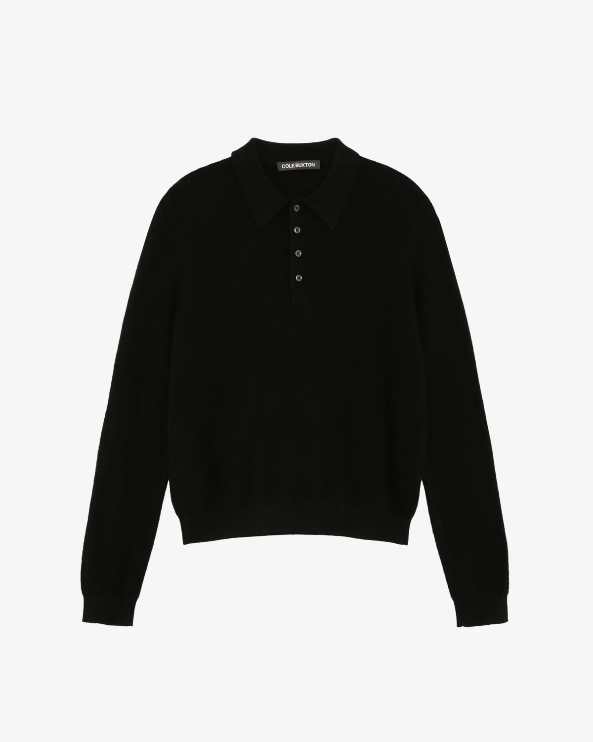 CASHMERE KNIT POLO SWEATER BLACK CASHMERE KNIT POLO SWEATER BLACK - Image 1