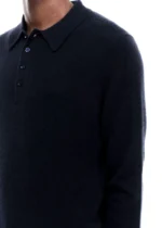 CASHMERE KNIT POLO SWEATER DARK NAVY - Image 3