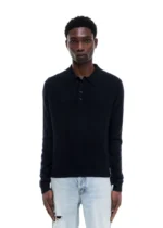 CASHMERE KNIT POLO SWEATER DARK NAVY - Image 4
