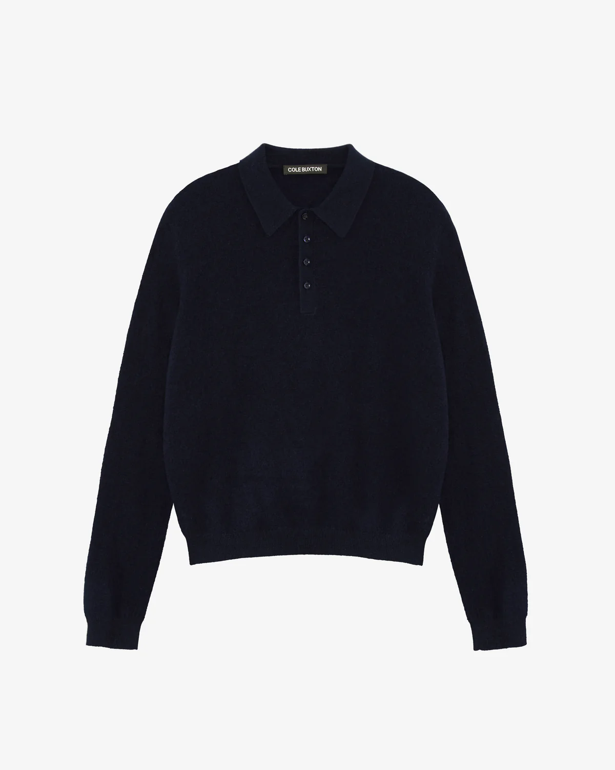 CASHMERE KNIT POLO SWEATER DARK NAVY CASHMERE KNIT POLO SWEATER DARK NAVY - Image 1