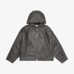 CB HOODED LEATHER JACKET BLACK