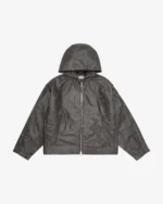 CB HOODED LEATHER JACKET BLACK