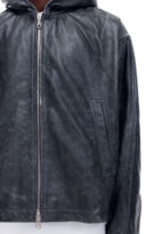 CB HOODED LEATHER JACKET BLACK - Image 4