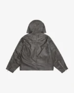 CB HOODED LEATHER JACKET BLACK - Image 2