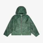 CB HOODED LEATHER JACKET GREEN