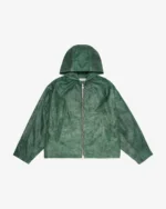 CB HOODED LEATHER JACKET GREEN