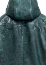CB HOODED LEATHER JACKET GREEN - Image 4