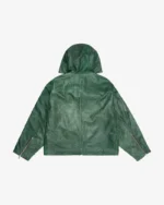CB HOODED LEATHER JACKET GREEN - Image 2