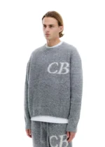 CB LOGO KNIT SWEATER GREY MARL - Image 3