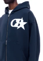 CB STAR ZIPPED HOODIE NAVY - Image 2