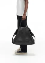 CREASED LEATHER MILITARY DUFFLE BLACK - Image 4