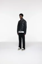 CROC LEATHER JACKET BLACK - Image 4
