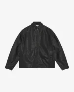 CROC LEATHER JACKET BLACK
