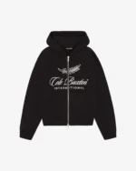 INTERNATIONAL ZIPPED HOODIE BLACK