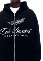 INTERNATIONAL ZIPPED HOODIE BLACK - Image 2