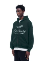 INTERNATIONAL ZIPPED HOODIE FOREST GREEN - Image 3
