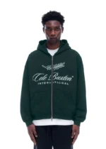 INTERNATIONAL ZIPPED HOODIE FOREST GREEN - Image 2