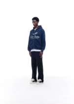 INTERNATIONAL ZIPPED HOODIE NAVY - Image 4