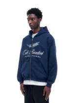 INTERNATIONAL ZIPPED HOODIE NAVY - Image 3