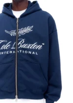 INTERNATIONAL ZIPPED HOODIE NAVY - Image 2