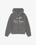 INTERNATIONAL ZIPPED HOODIE OG WASHED BLACK
