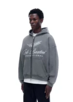 INTERNATIONAL ZIPPED HOODIE OG WASHED BLACK - Image 3