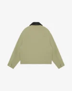 LEATHER COLLAR COTTON OVERSHIRT SAND - Image 2