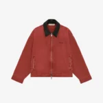 LEATHER COLLAR DISTRESSED TRUCKER RED