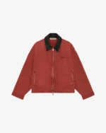 LEATHER COLLAR DISTRESSED TRUCKER RED
