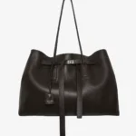 LEATHER HOLDALL TOTE DARK BROWN