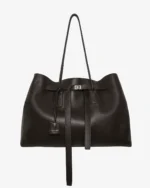 LEATHER HOLDALL TOTE DARK BROWN