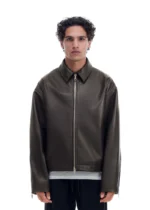 LIGHT LAMB LEATHER JACKET DARK BROWN - Image 4
