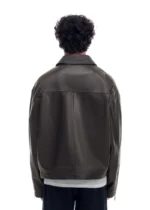 LIGHT LAMB LEATHER JACKET DARK BROWN - Image 2