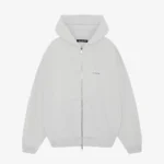 MINI LOGO ZIPPED HOODIE LIGHT GREY MARL