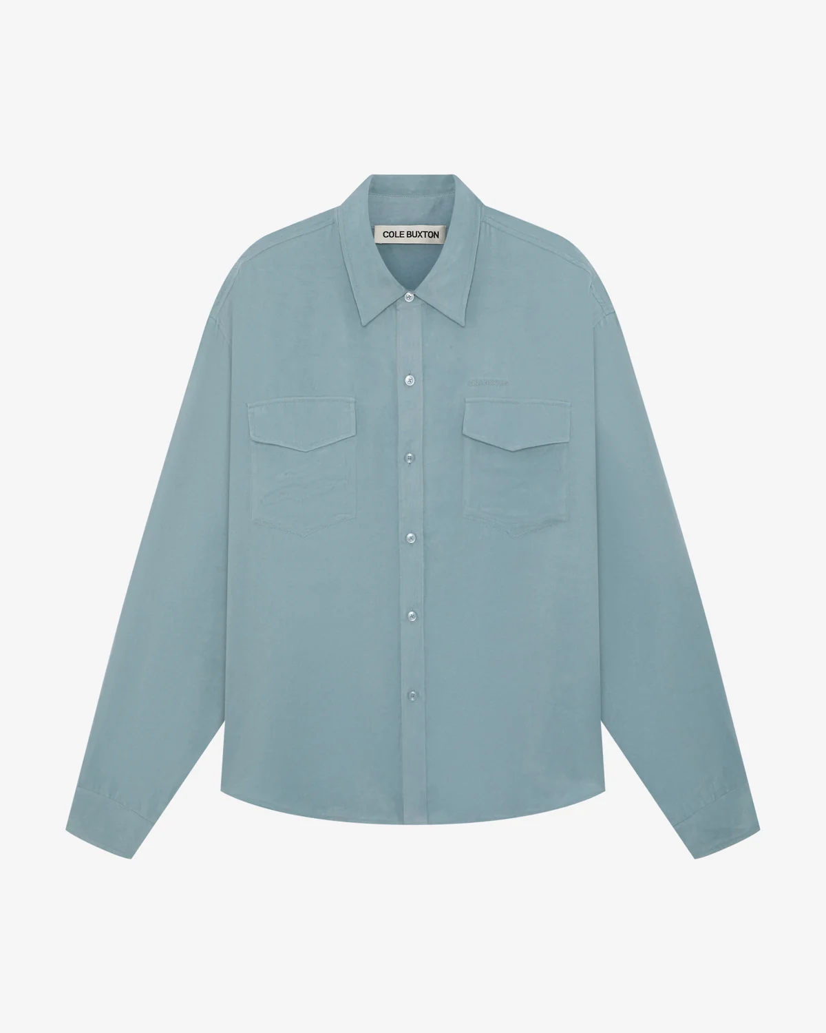 SANDWASHED SATIN SHIRT POWDER BLUE SANDWASHED SATIN SHIRT POWDER BLUE - Image 1