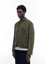 SUEDE CAFE RACER JACKET KHAKI - Image 3