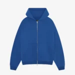 WHITE TAPE ZIPPED HOODIE BLUE