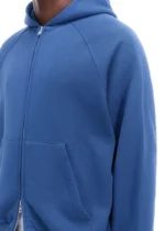 WHITE TAPE ZIPPED HOODIE BLUE - Image 3