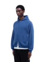 WHITE TAPE ZIPPED HOODIE BLUE - Image 2