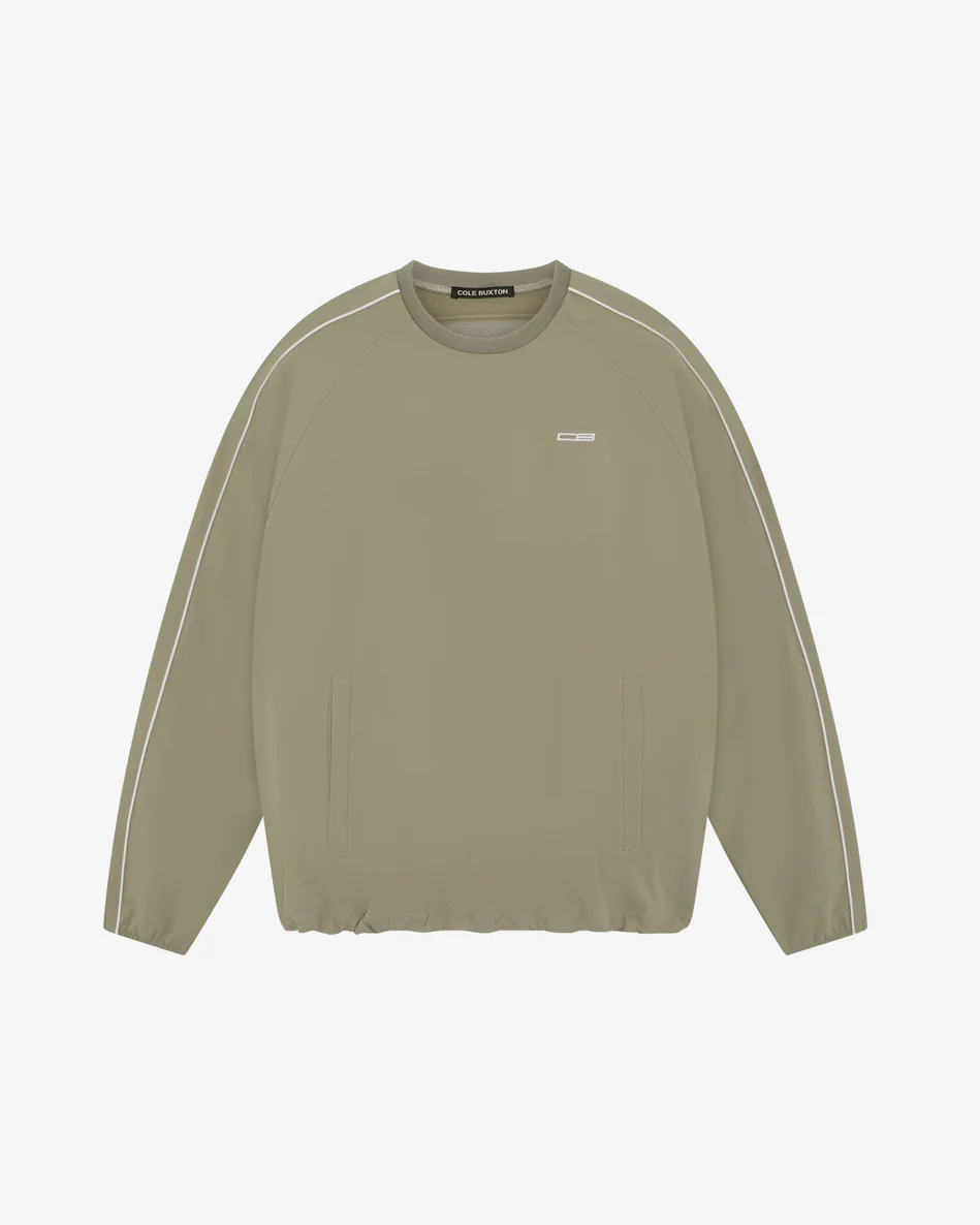 PIPED WINDBREAKER SWEATSHIRT BEIGE PIPED WINDBREAKER SWEATSHIRT BEIGE - Image 1