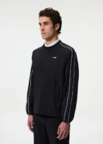 PIPED WINDBREAKER SWEATSHIRT BLACK - Image 4